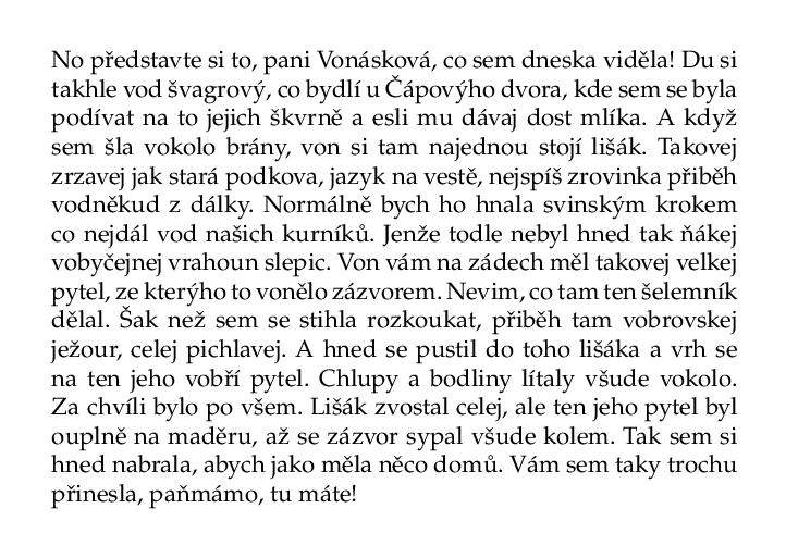 Jedna paní povídala